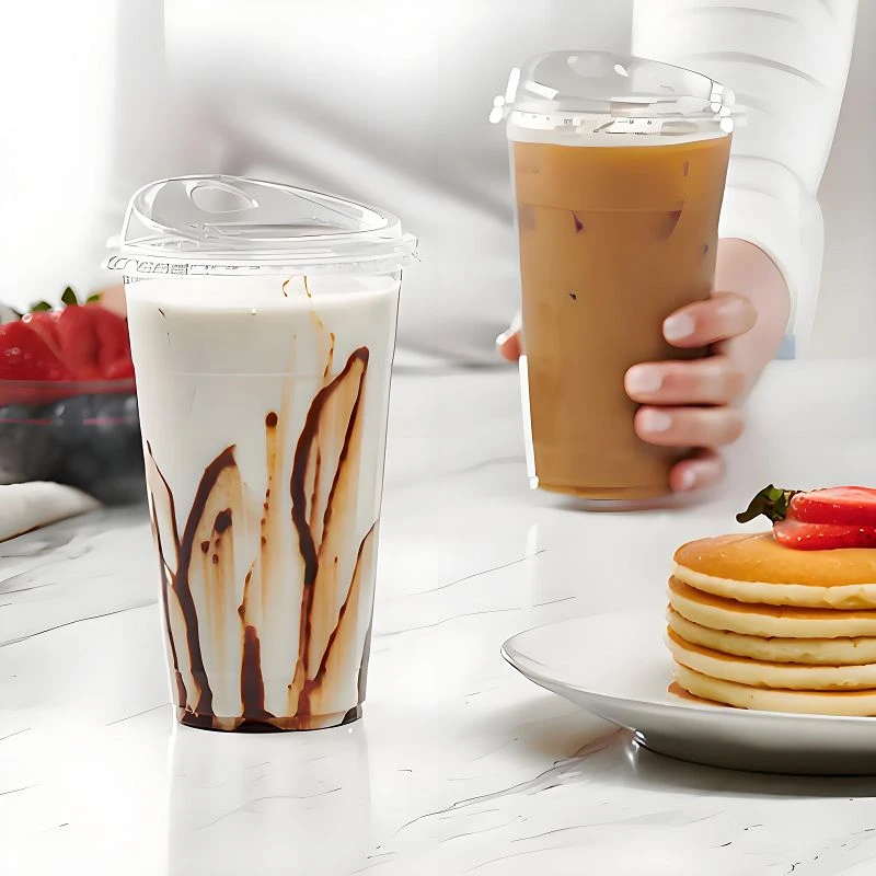 24 Oz Clear Cups With Strawless Sip Lids